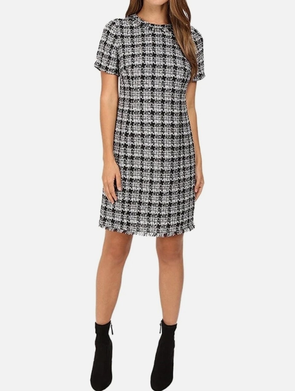 Kate Spade New York Womens Textured Tweed Sheath Dress Black/Grey Size 8